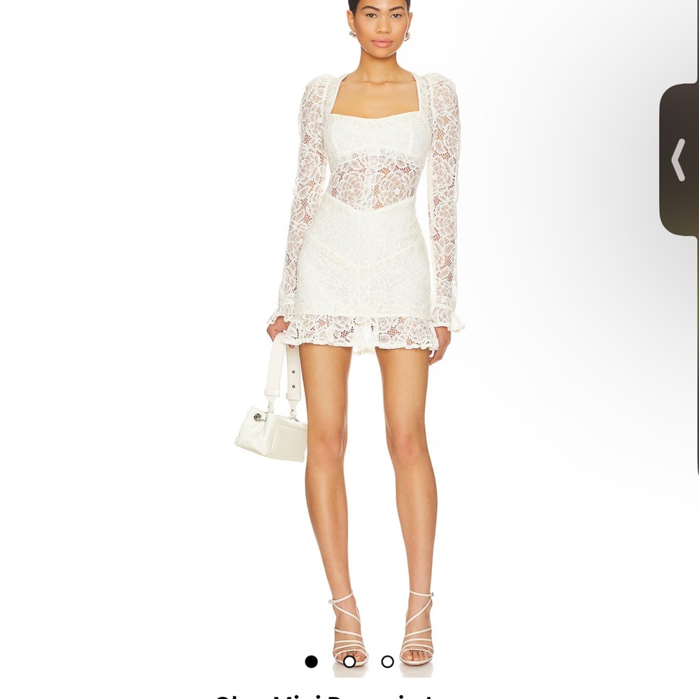 For Love and Lemons Cleo Mini Dress in Ivory